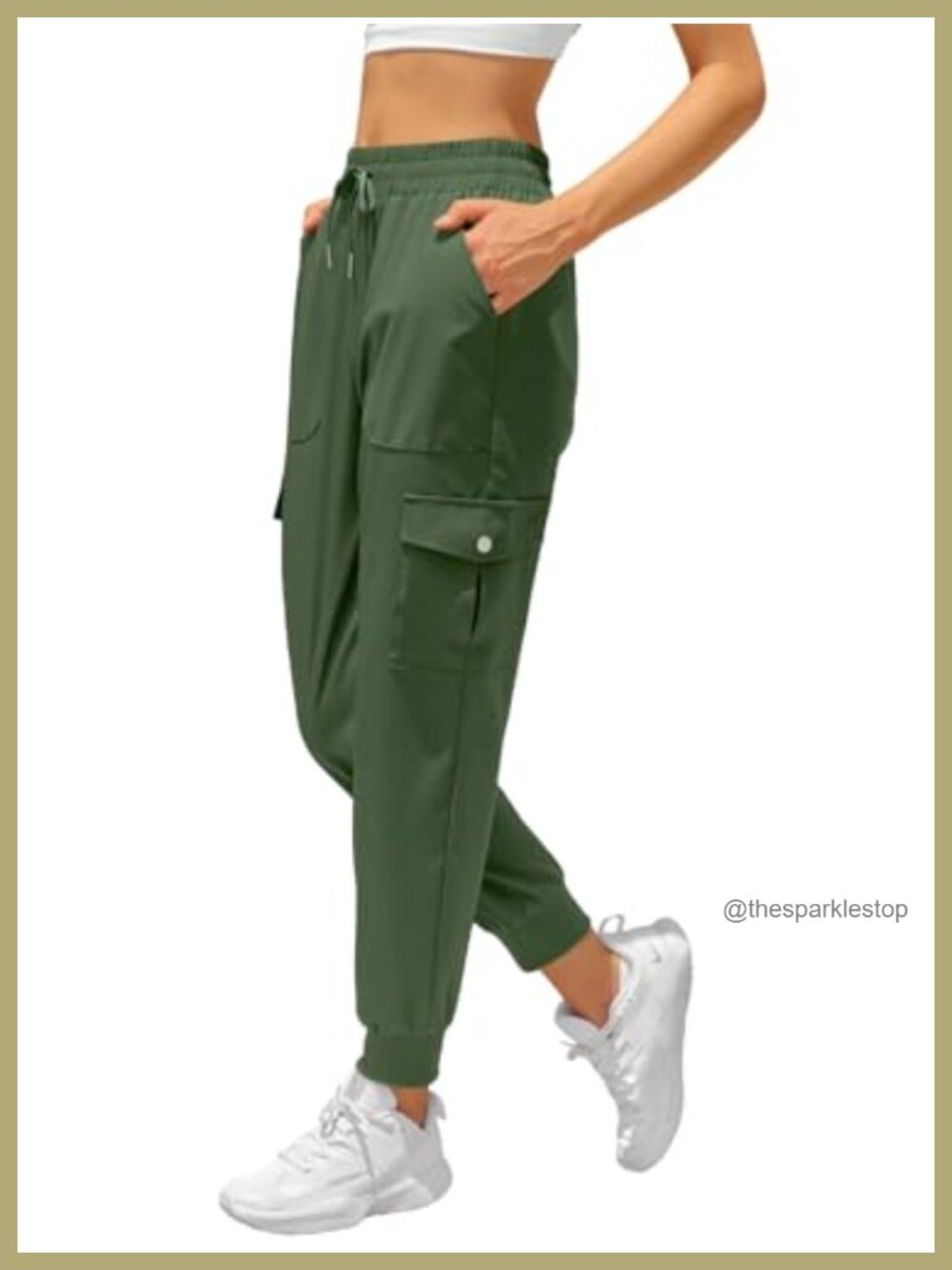 High Waisted Cargo Pants Drawstring Hiking Joggers Athletic